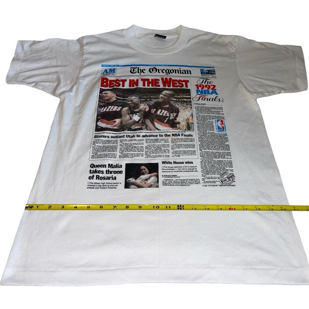 Vintage 1992 Portland Trail Blazers Best in The West NBA TShirt Oregonian Large - Picture 6 of 6